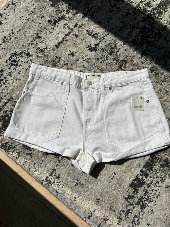Free People Pants - Free People White Rolled-Hem Denim Shorts